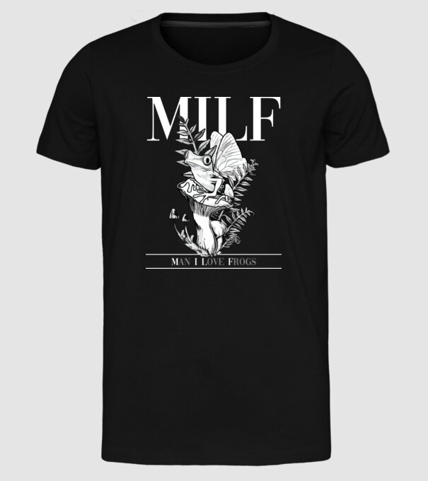 MILF man i love frogs model negru pe tricou