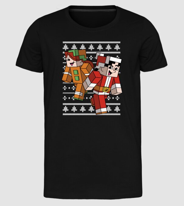 Minecraft christmas ugly sweater model negru pe tricou