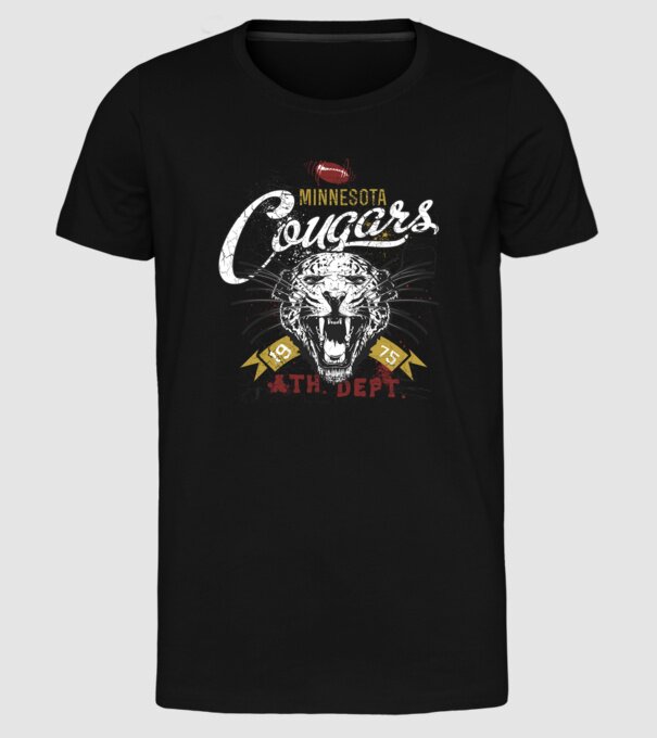 Minesota Cougars  TEXTURED model negru pe tricou