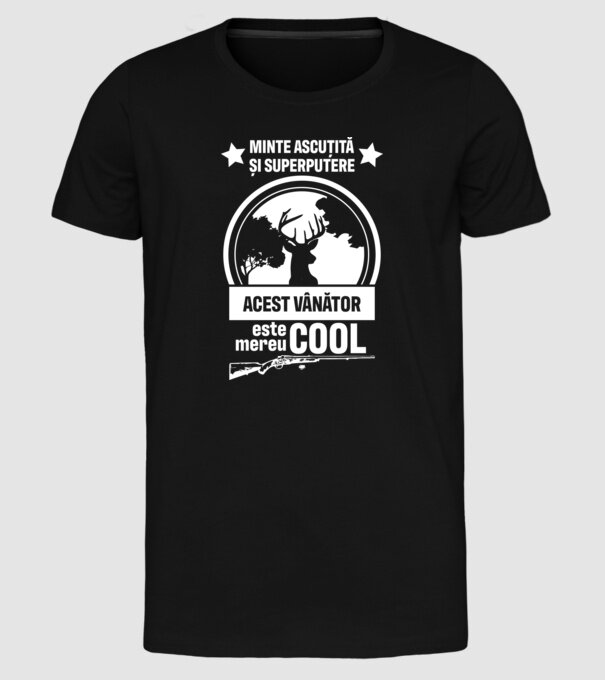minte ascuțită și superputere acest vânător este mereu cool model negru pe tricou