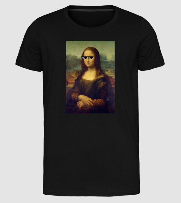 Mona Lisa Deal with it model negru pe tricou