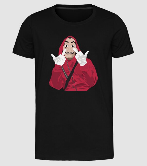 money heist fcku model negru pe tricou