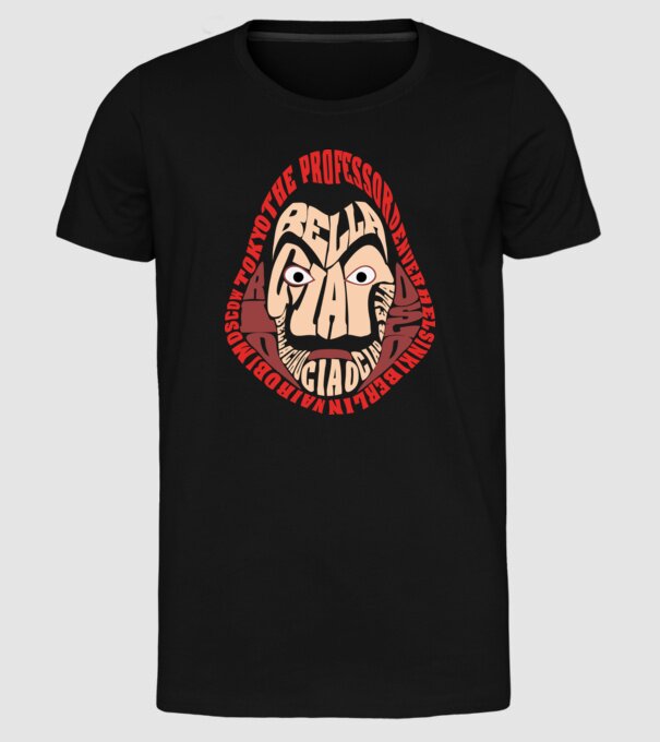 money heist logo names model negru pe tricou