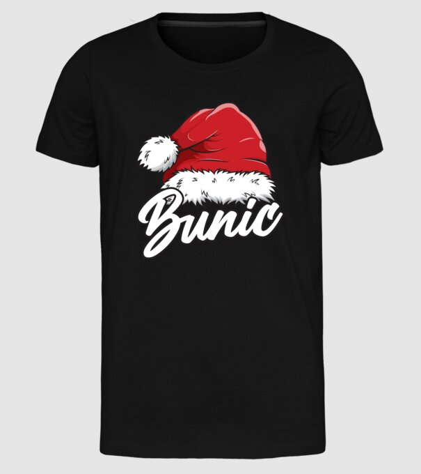 bunic Santa Hat model negru pe tricou