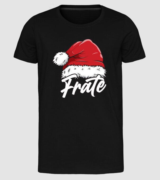 frate Santa Hat model negru pe tricou