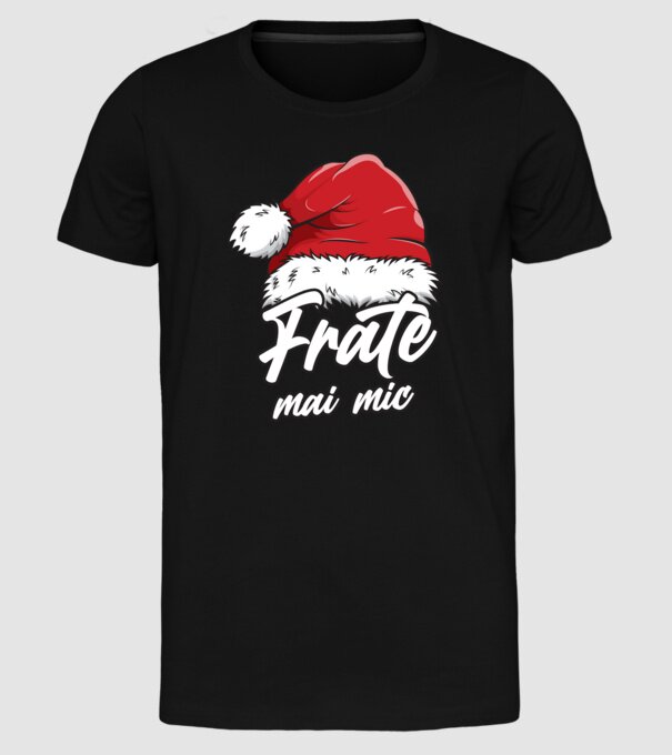 frate mai mic Santa Hat model negru pe tricou