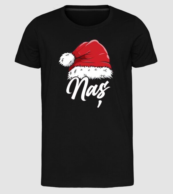 naș Santa Hat model negru pe tricou