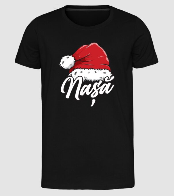 nașă Santa Hat model negru pe tricou