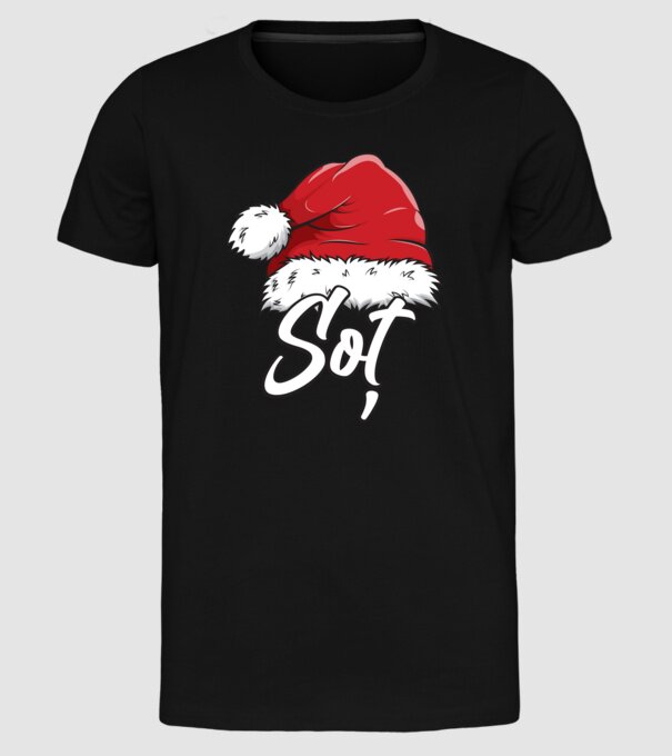 soț Santa Hat model negru pe tricou