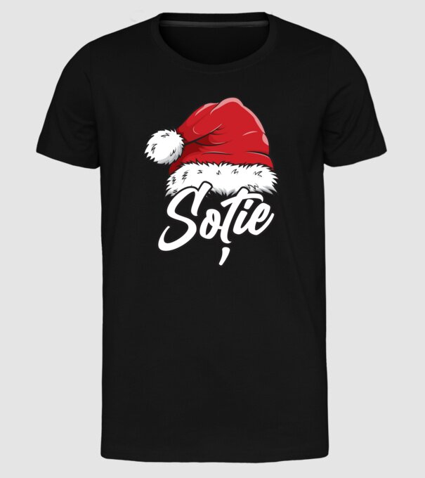 soție Santa Hat model negru pe tricou