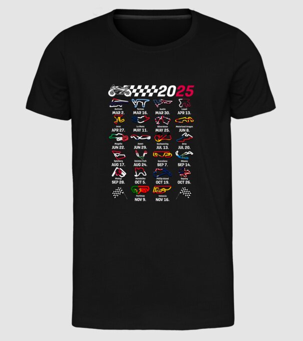 MOTOGP 25 CALENDAR Negru model negru pe tricou