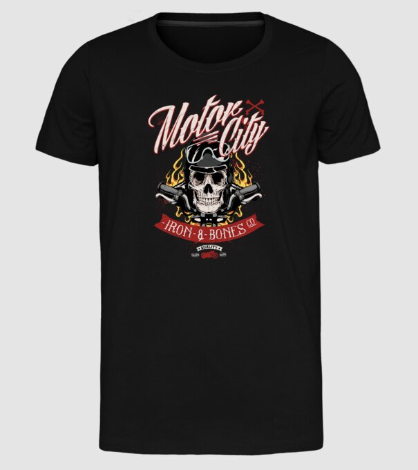 Motor City model negru pe tricou