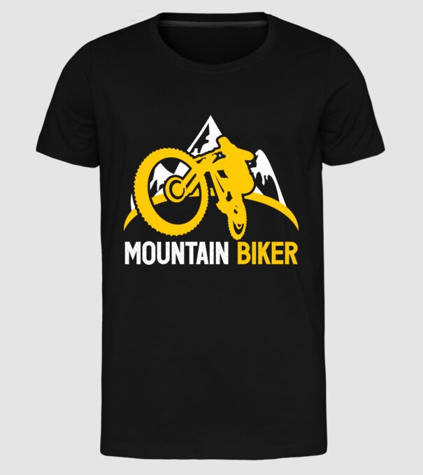 mountain biker model negru pe tricou