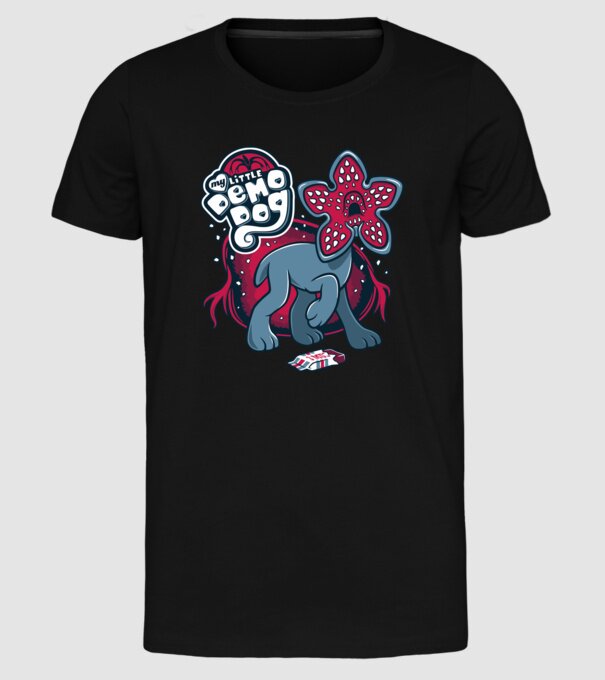 my little demodog model negru pe tricou