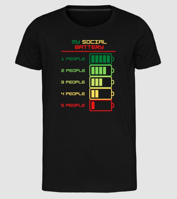 My social battery model negru pe tricou