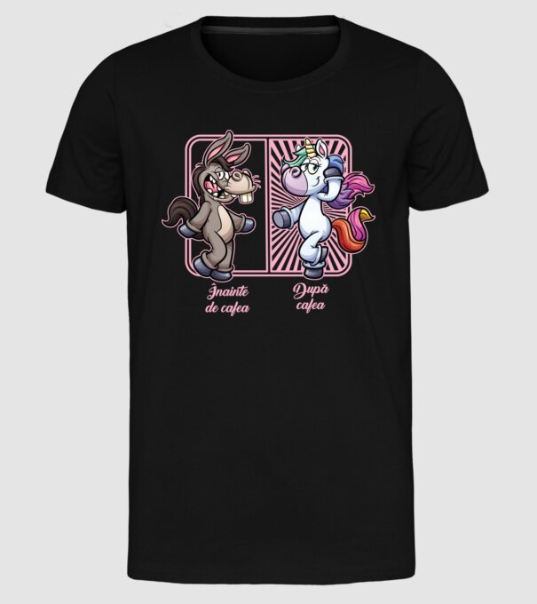 Înainte de cafea model negru pe tricou
