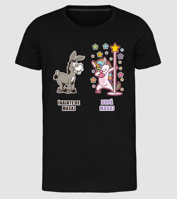 Înainte de masaj - După masaj model negru pe tricou