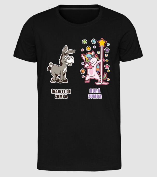 Înainte de Zumba-După Zumba model negru pe tricou