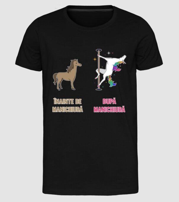 Înainte de manichiură - după manichiură model negru pe tricou