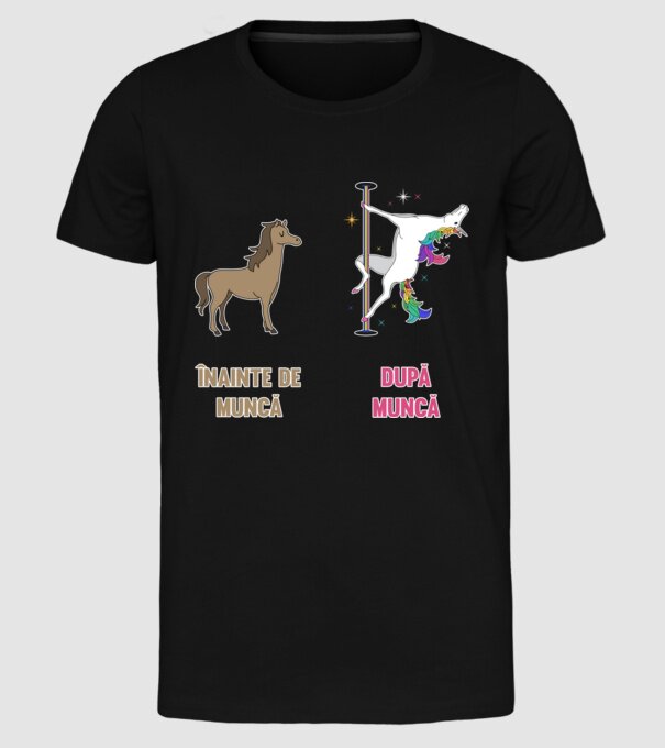 Înainte de muncă - după muncă model negru pe tricou