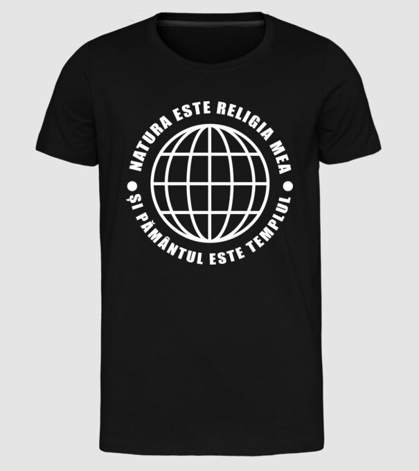 Natura este religia mea model negru pe tricou