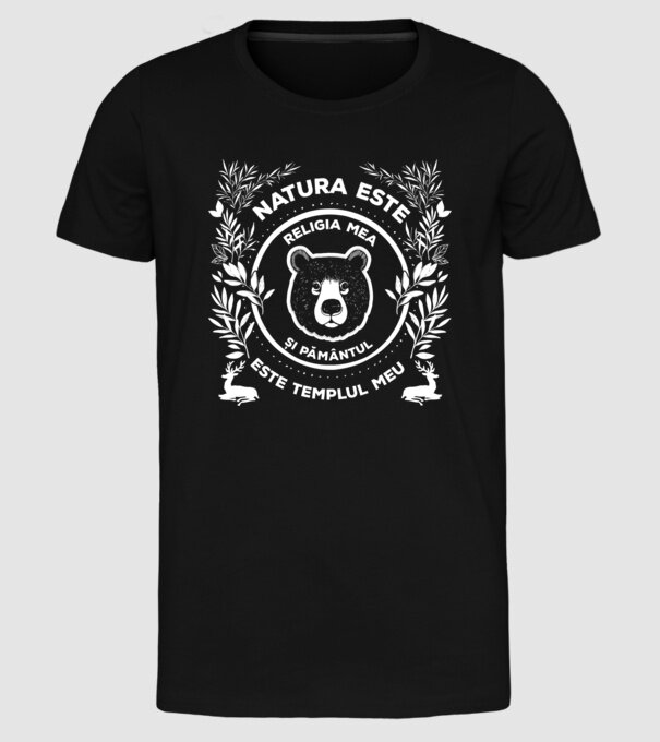 Natura este religia mea și pământul este templul meu model negru pe tricou