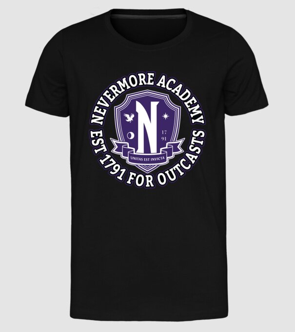 Nevermore academy model negru pe tricou