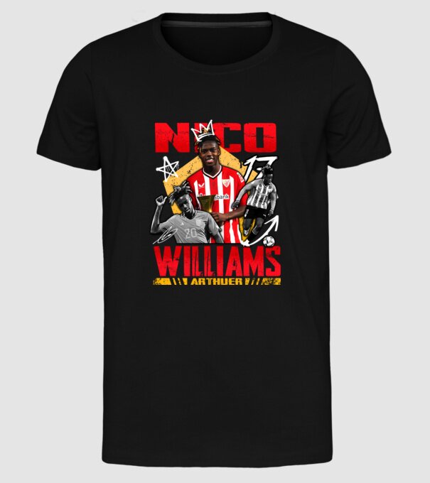 Nico Williams tribute model negru pe tricou