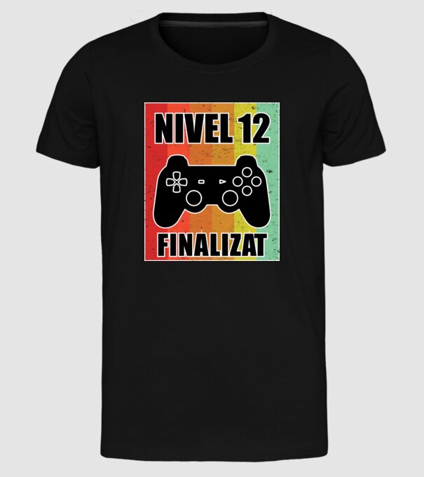 Nivel 12 finalizat model negru pe tricou