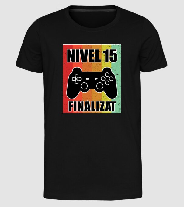 Nivel 15 finalizat model negru pe tricou