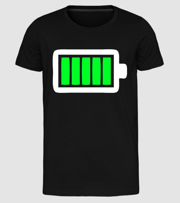 Nivel baterie complet model negru pe tricou