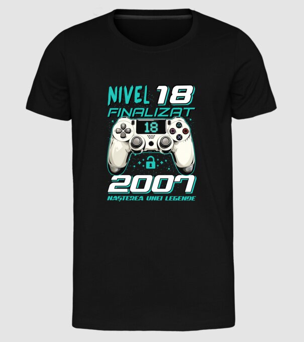 Nivel finalizat 18 2007 model negru pe tricou