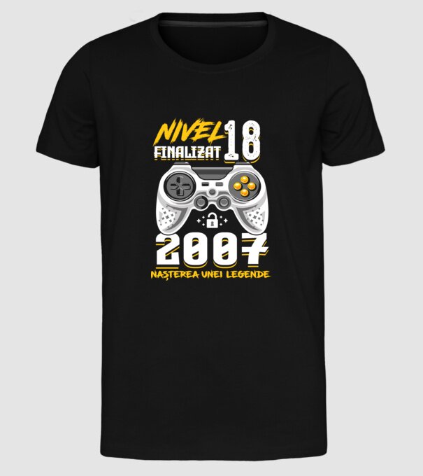 Nivel Finalizat 18 model negru pe tricou