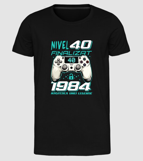 Nivel finalizat 40 1985 model negru pe tricou