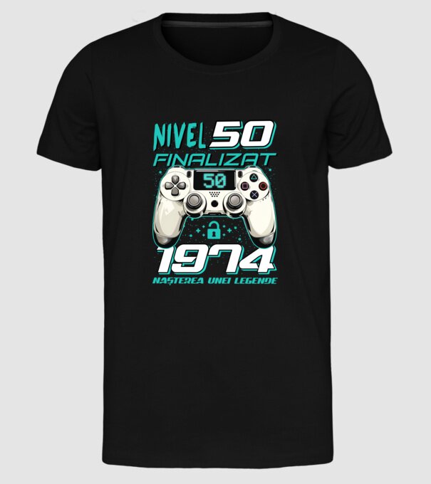 Nivel finalizat 50 1975 model negru pe tricou