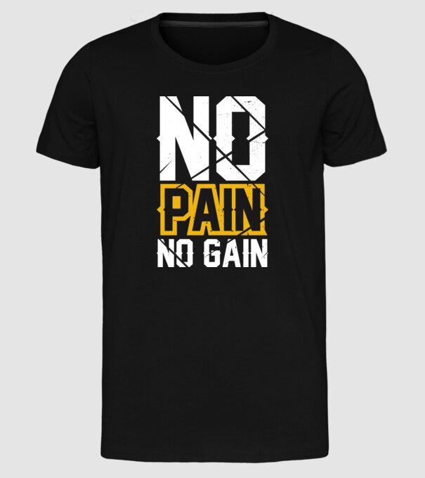 No Pain No Gain model negru pe tricou