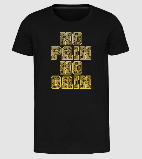 No Pain No Gain model negru pe tricou