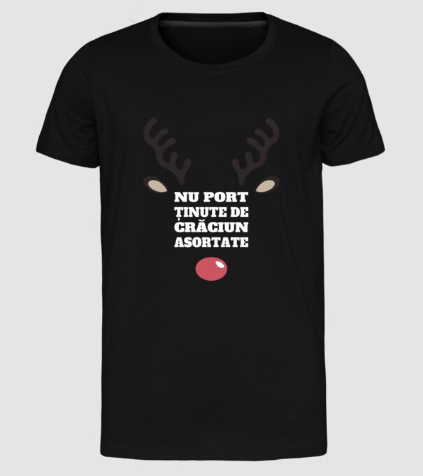 Nu port ținute de crăciun asortate crăciun chiar căprioară Negru model negru pe tricou