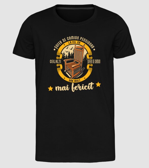 ȘOFER DE CAMION pensionar - la fel ca ceilalți șoferi de camion, dar mult mai fericit model negru pe tricou