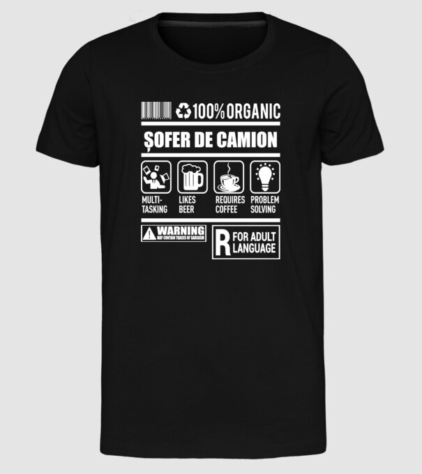 ȘOFER DE CAMION model negru pe tricou