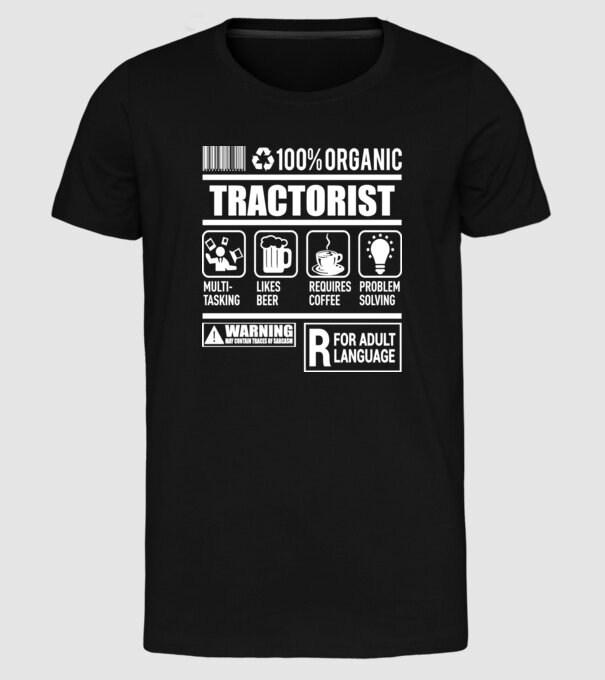 TRACTORIST model negru pe tricou