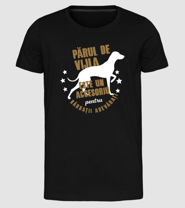 părul de vijla este un accesoriu pentru bărbații adevărați model negru pe tricou