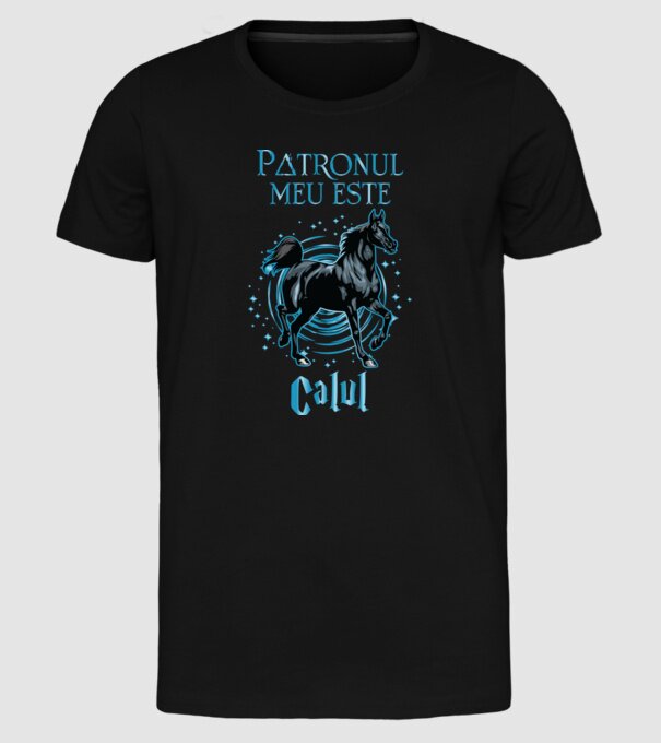 Patronul meu este CALUL model negru pe tricou