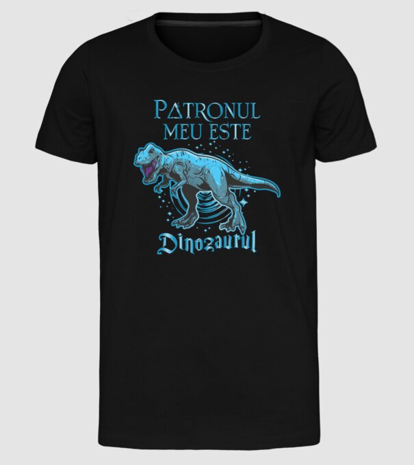 Patronul meu este dinozaurul model negru pe tricou