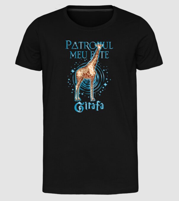 Patronul meu este GIRAFA model negru pe tricou