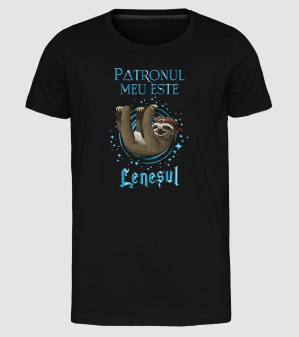 Patronul meu este LENEȘUL model negru pe tricou