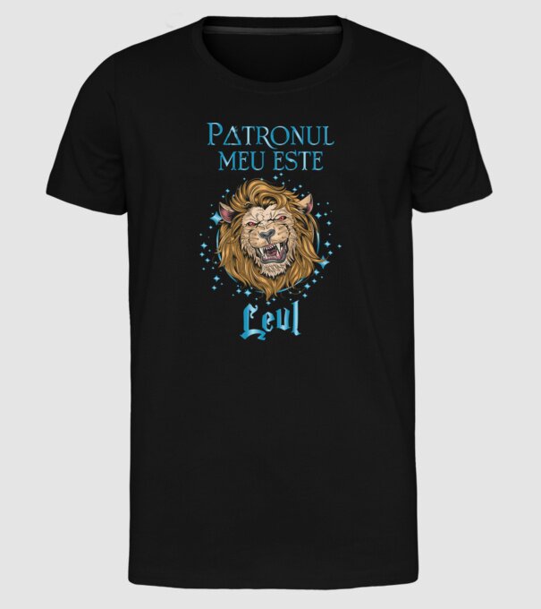 Patronul meu este LEUL model negru pe tricou