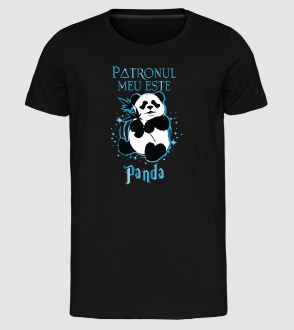 Patronul meu este PANDA model negru pe tricou