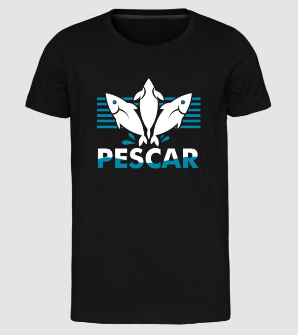Pescar original model negru pe tricou