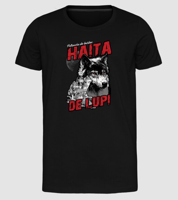 Petrecere de burlac - haită de lupi model negru pe tricou